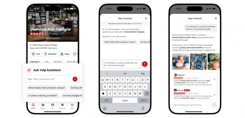 Yelp впроваджує більше технологій штучного інтелекту, зокрема оновлений чат-бот.